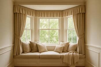 Bay window with custom treatments