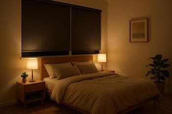 Bedroom with blackout blinds