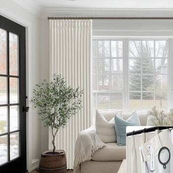 Cream linen blackout curtains