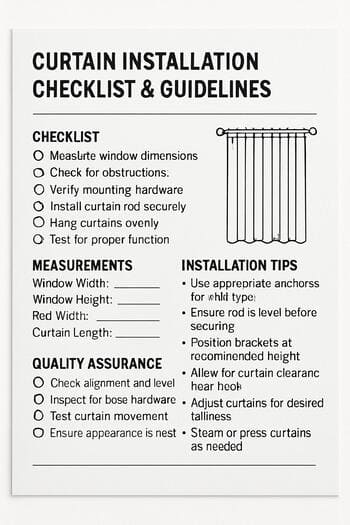 Installation quality checklist