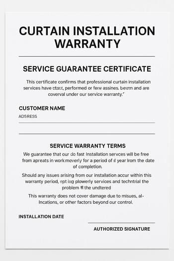 Curtain installation warranty document