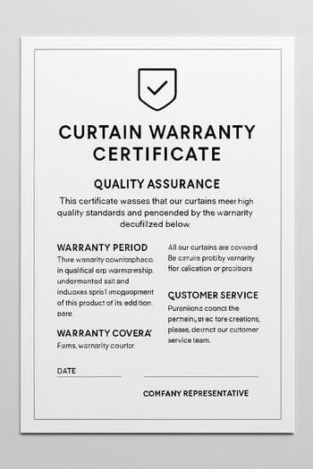 Curtain warranty certificate