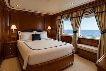 Luxury yacht cabin curtains