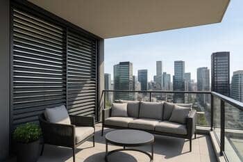 Modern apartment balcony blinds