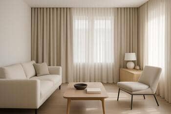 Modern living room with elegant curtains