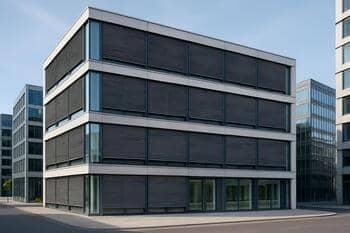 Modern office building automated blinds
