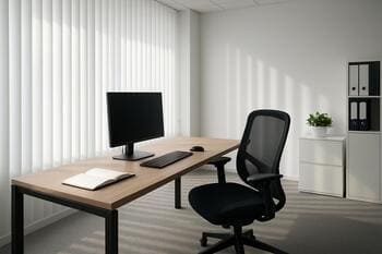 Office with vertical blinds