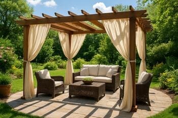 Pergola with shade curtains