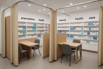 Pharmacy medical curtains