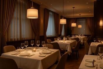 Restaurant with commercial curtains