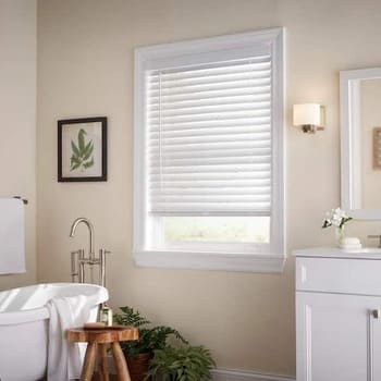 White faux wood blinds
